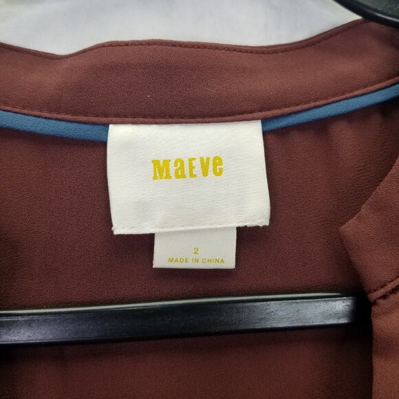 Anthropologie Maeve Eva Wrap Drape Front Blouse Women's Size 2 Crepe Taupe - Picture 9 of 16